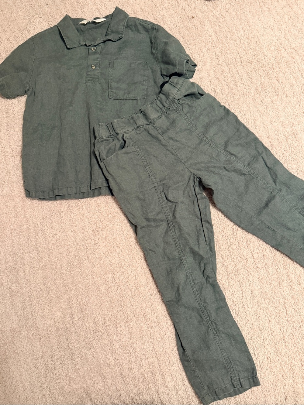 H&M Kids linenMatching Set in Olive Green